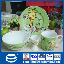 Cartoon 4pcs dinnerware de cerámica duradera para niños con titular de huevo